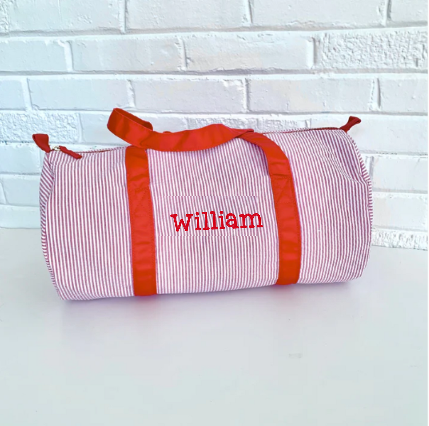 Personalized Seersucker Duffle Bag