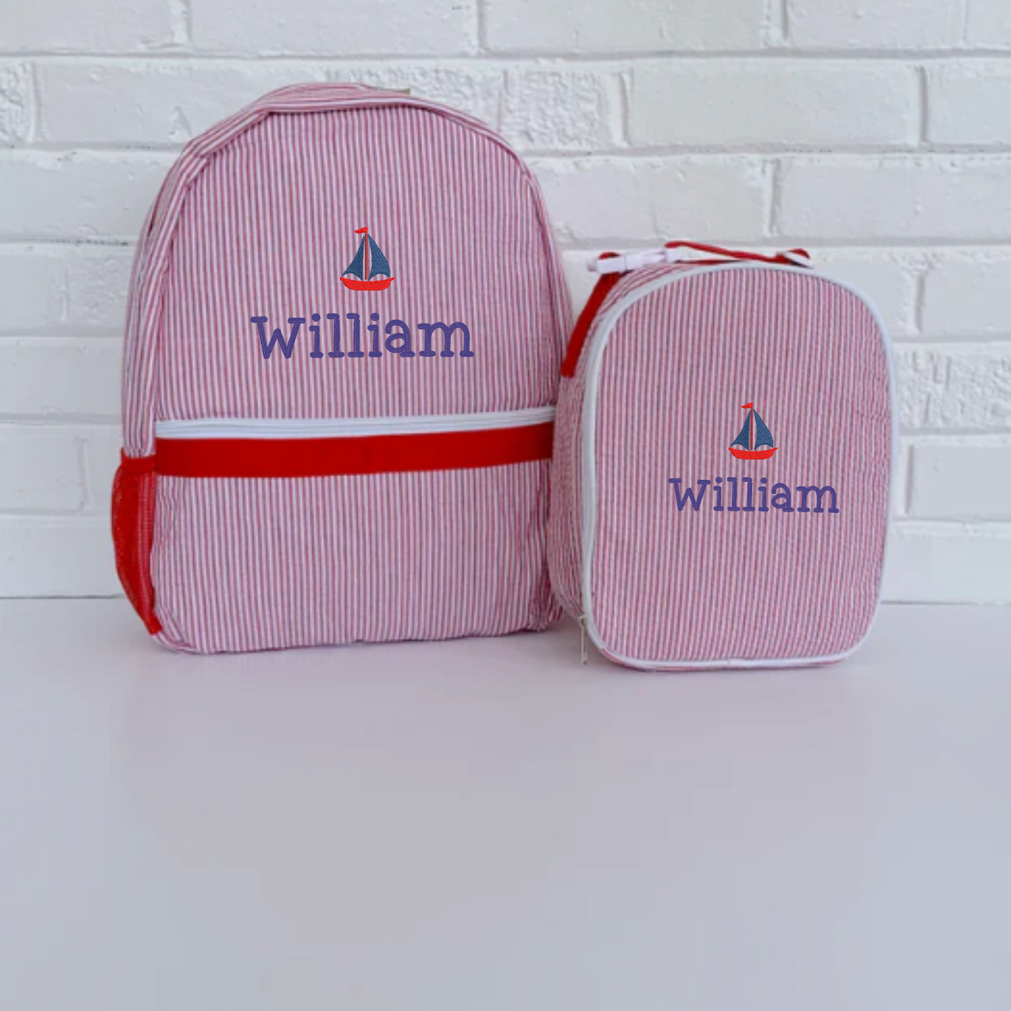 Personalized Seersucker Backpack