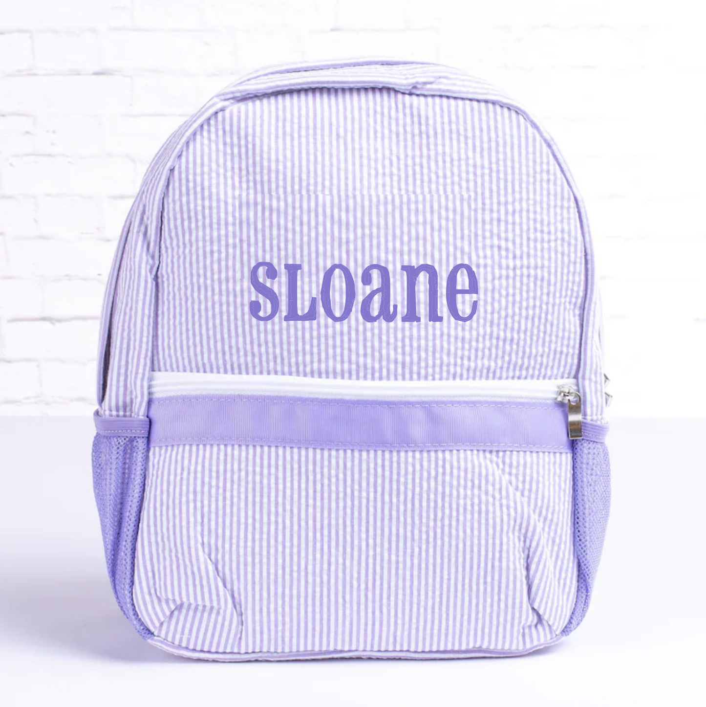 Personalized Seersucker Backpack