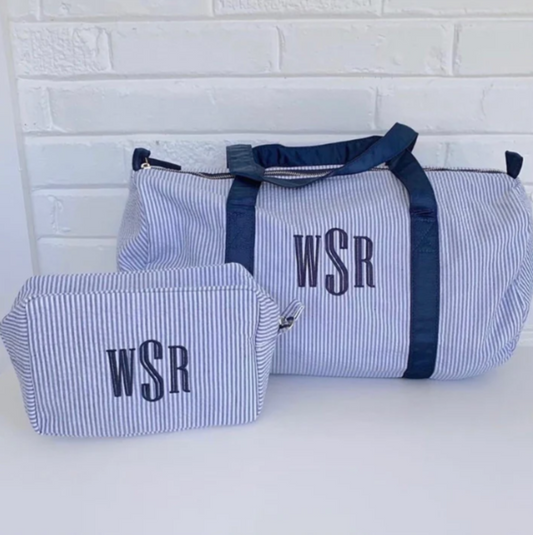 Personalized Seersucker Duffle Bag